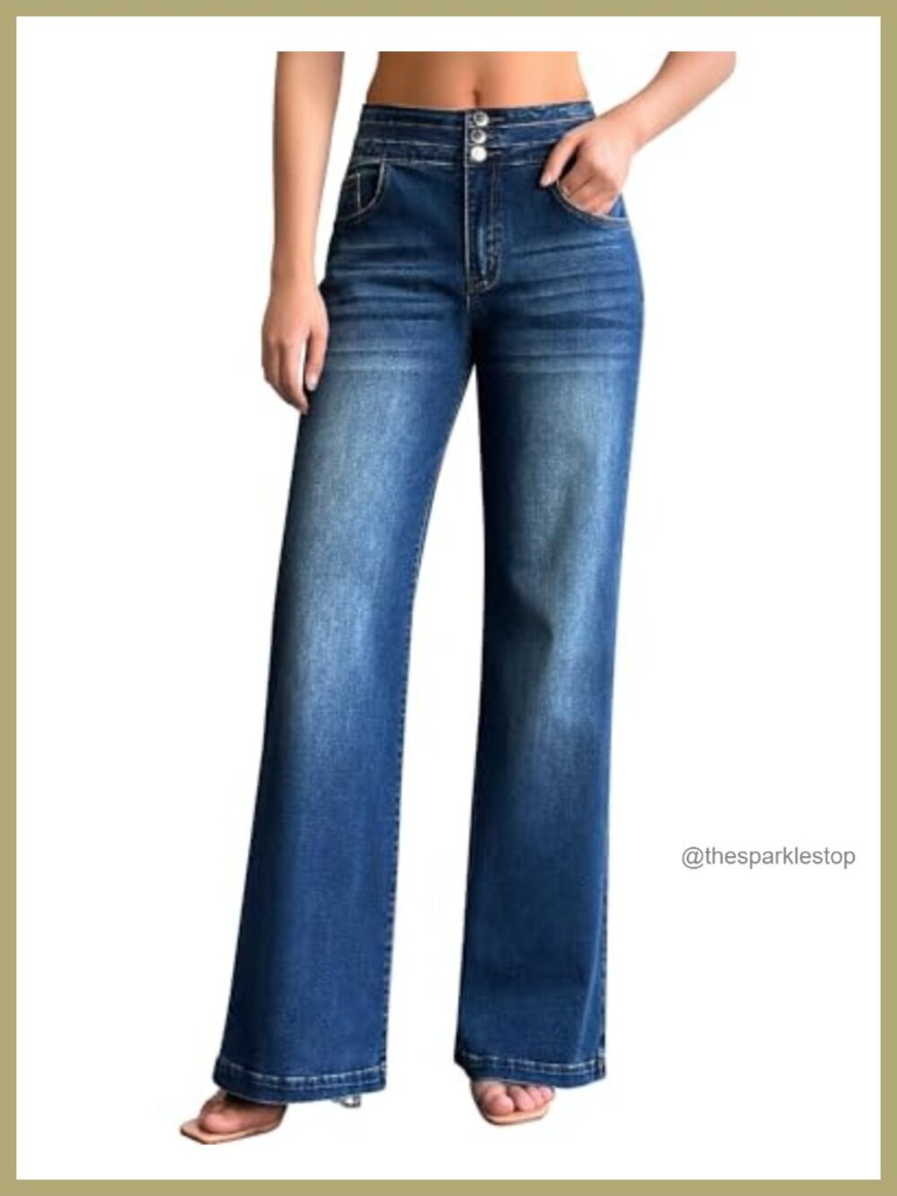 Women's Wide Leg Jeans High Waisted Stretch Baggy Loose Denim Pants